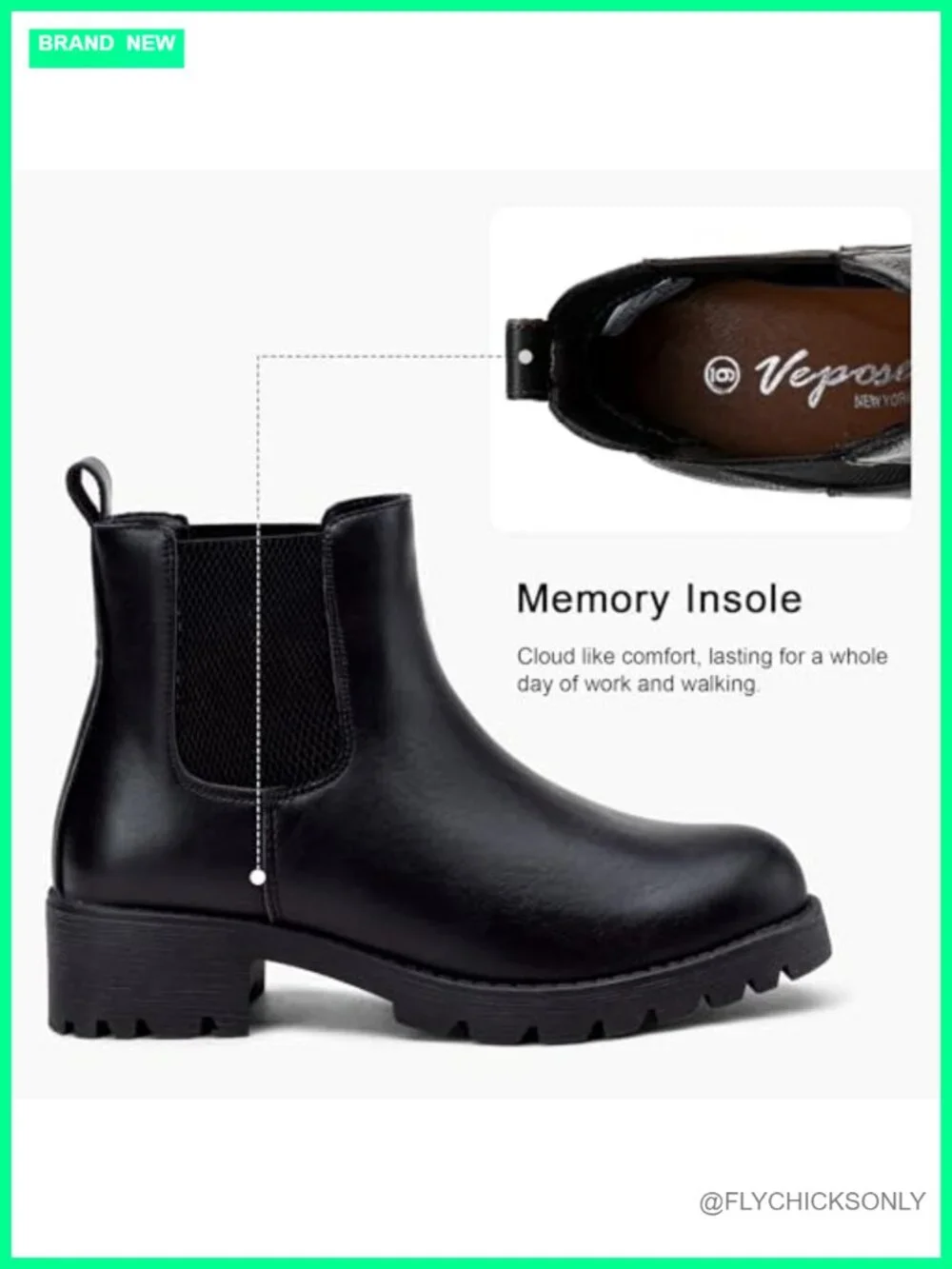 Chelsea Ankle Boots Pull-On Low Heel Booties with Elastic Side Panels and Round